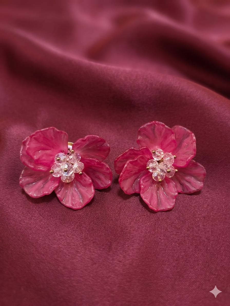 Pink Flower Stud