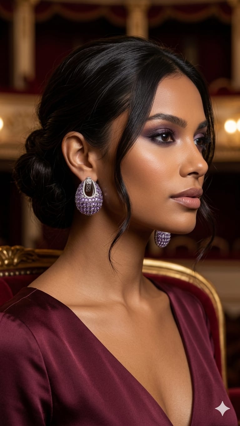 Purple Crystal Veli Hoop