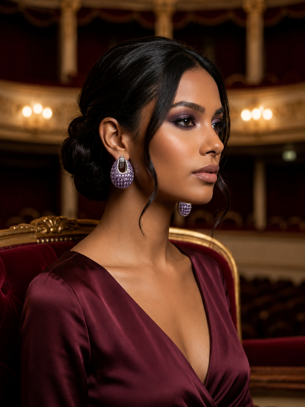 Purple Crystal Veli Hoop
