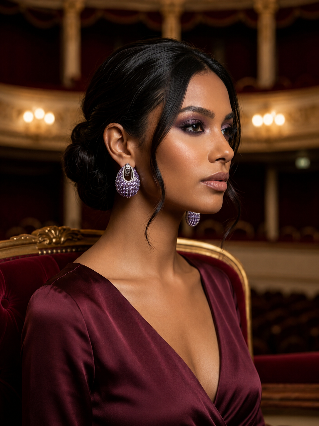 Purple Crystal Veli Hoop