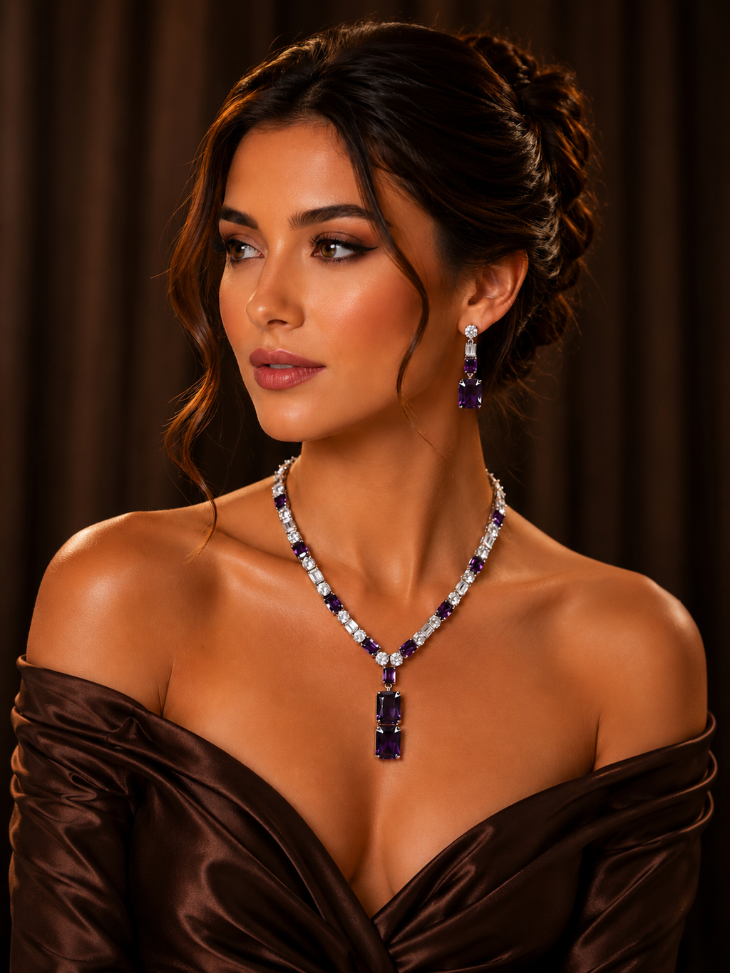 purple necklace set