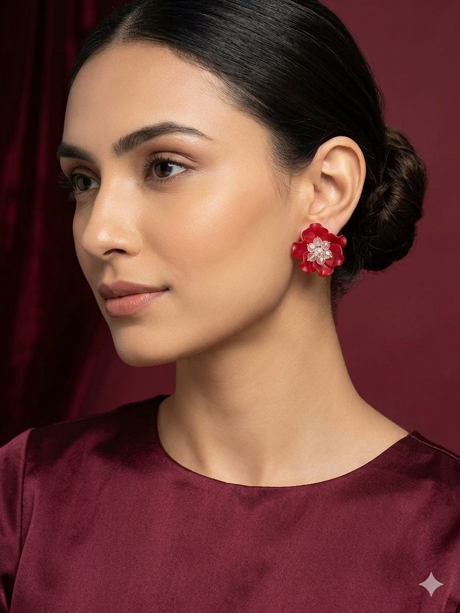 Red Rose Earring