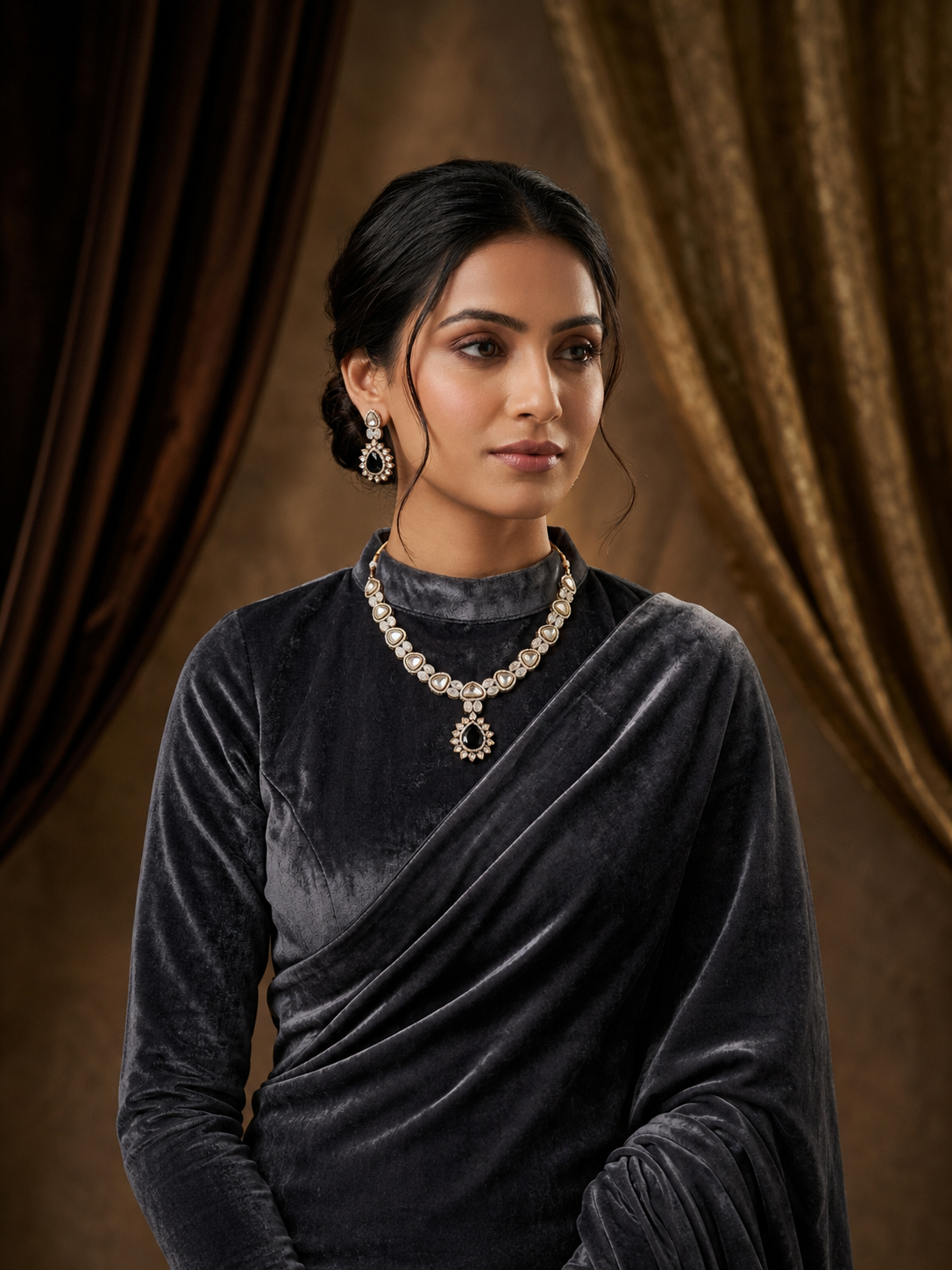 Regal Polki Pendant Set
