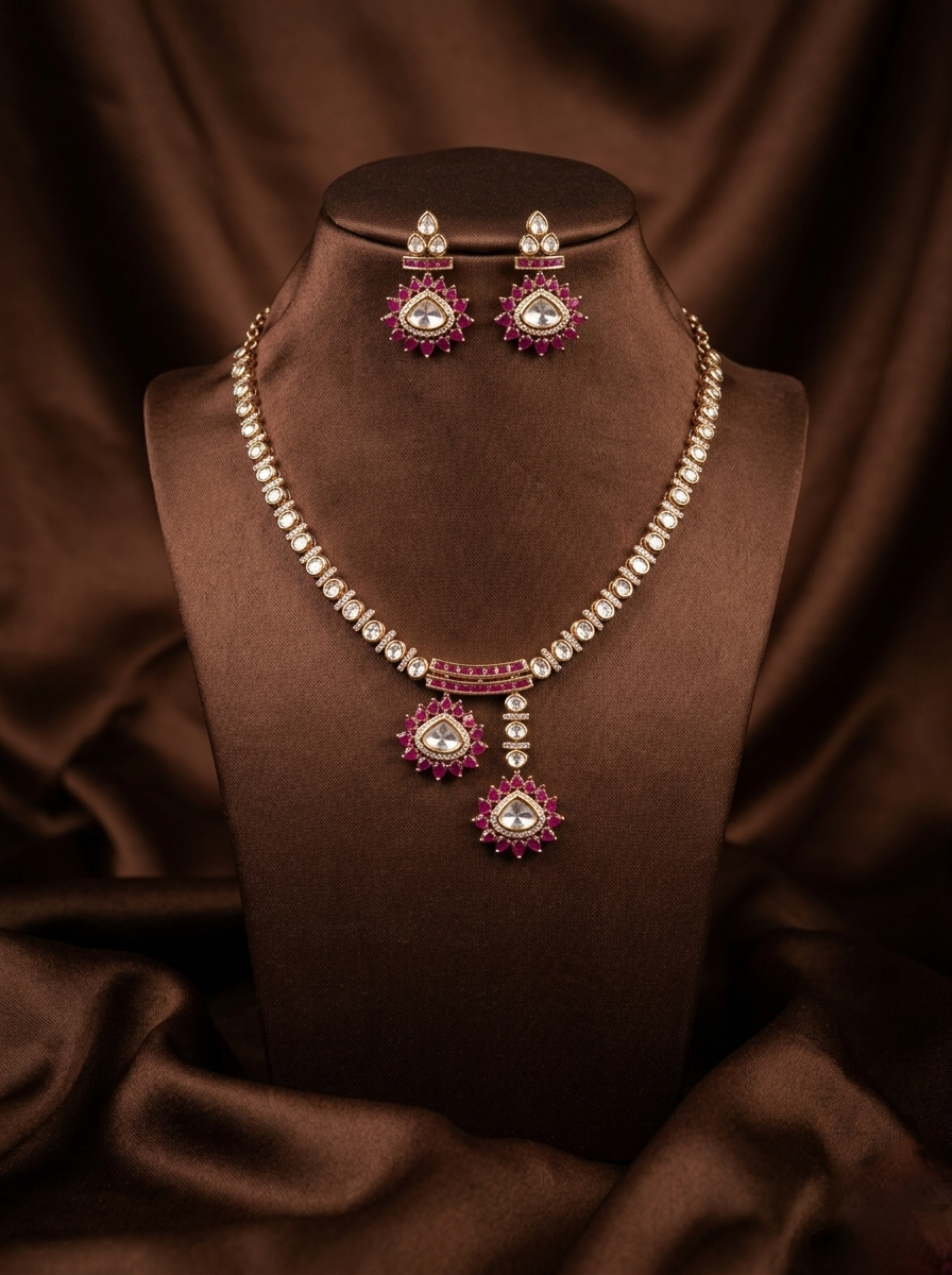 Royal Crimson Jadau Necklace Set