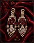 AD Silver Red Crystal Long Earrings