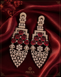 AD Silver Red Crystal Long Earrings