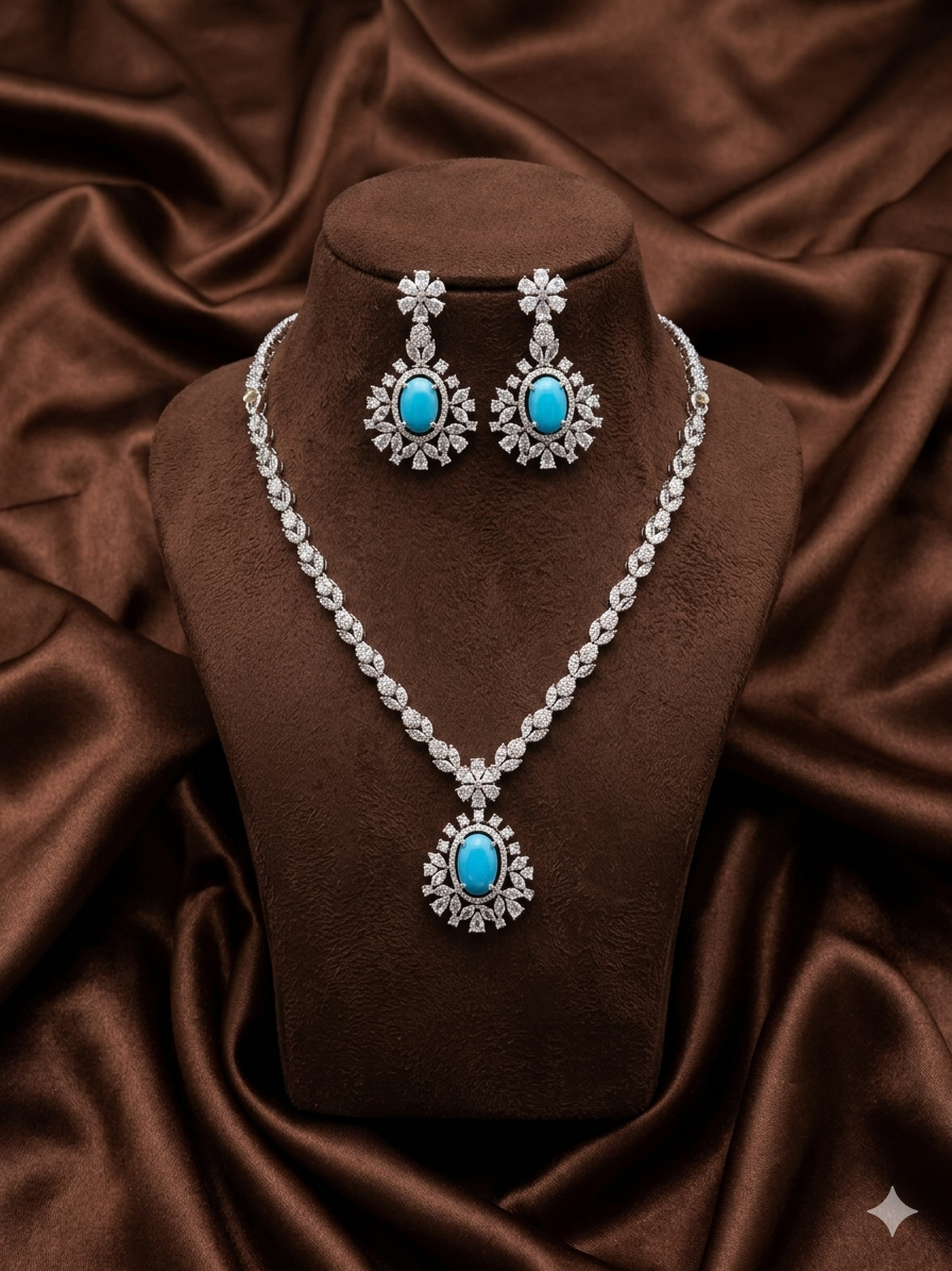 sparkling turquoise necklace set