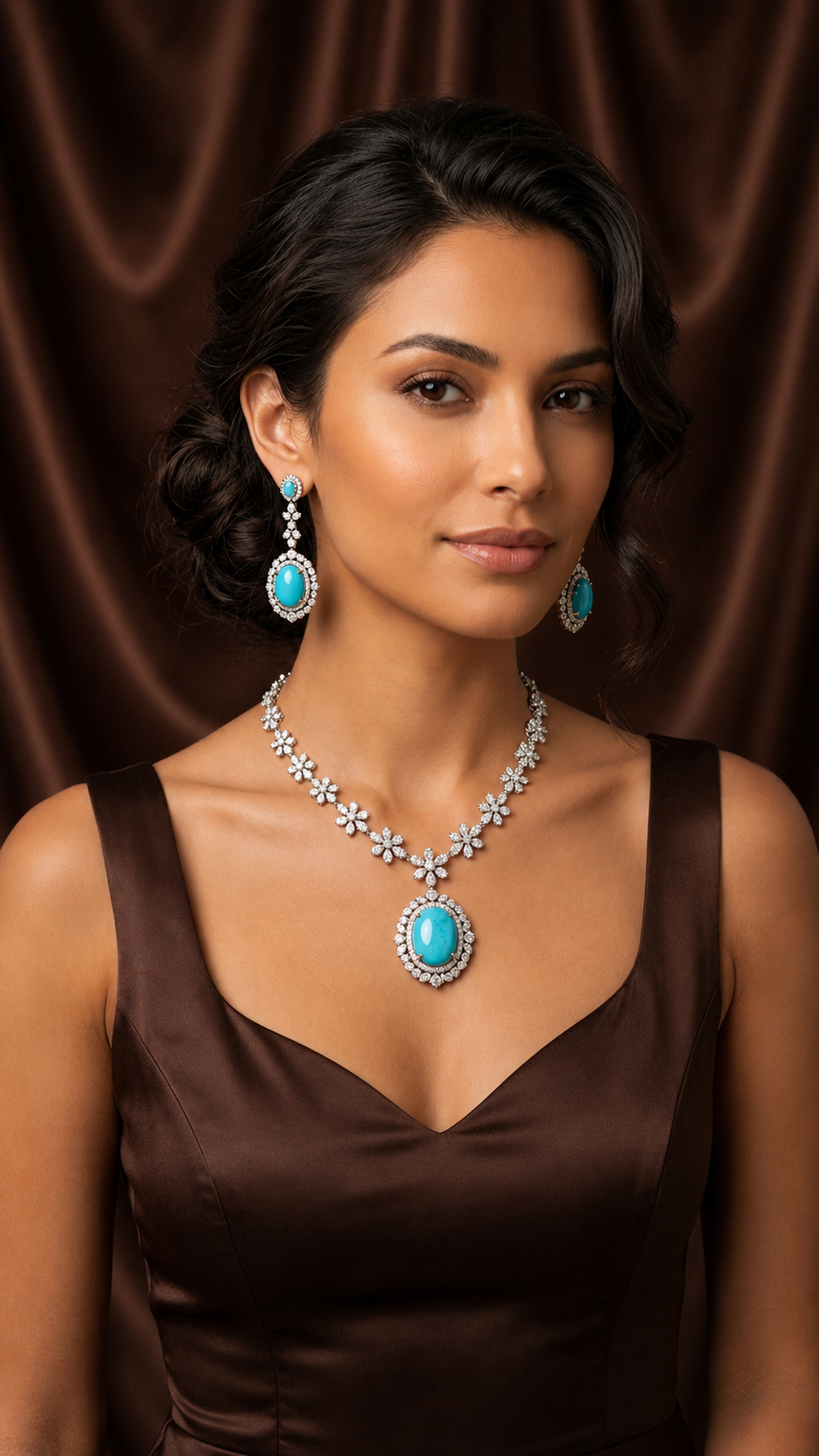 sparkling turquoise necklace set