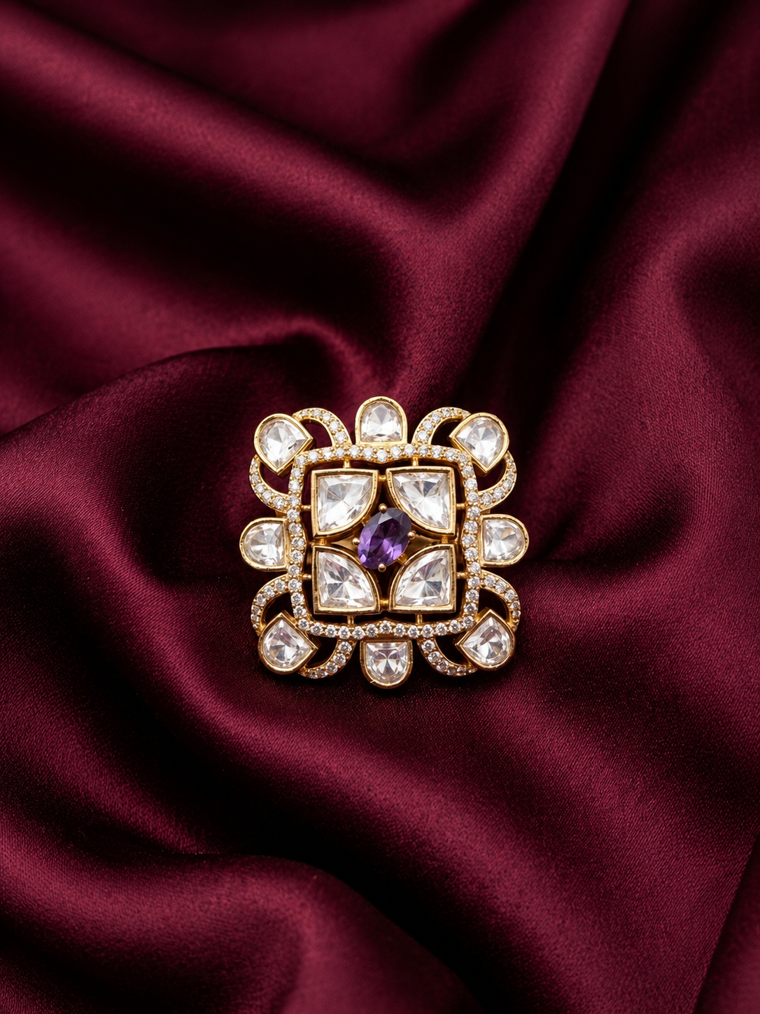 Sqaure Floral Ring