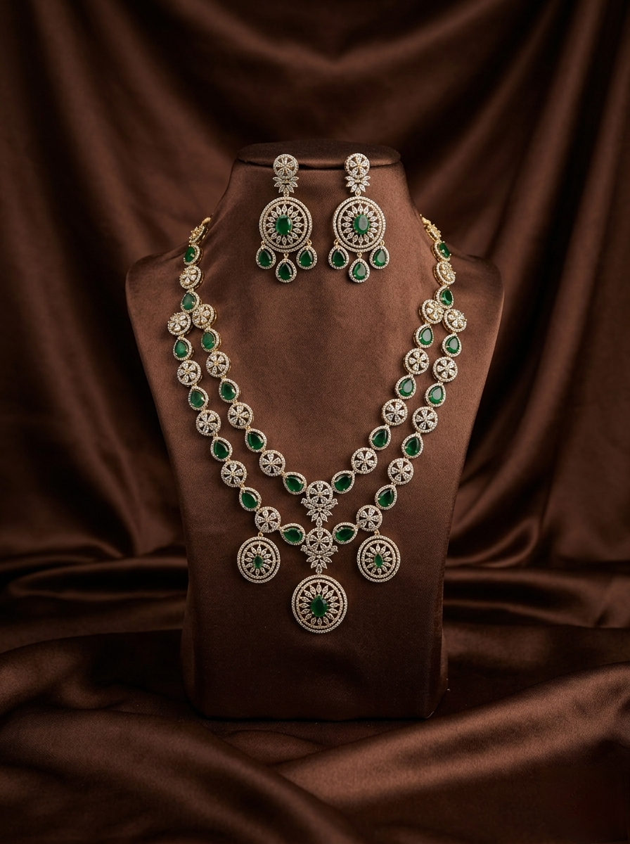 Statement Teardrop Emerald Necklace Set