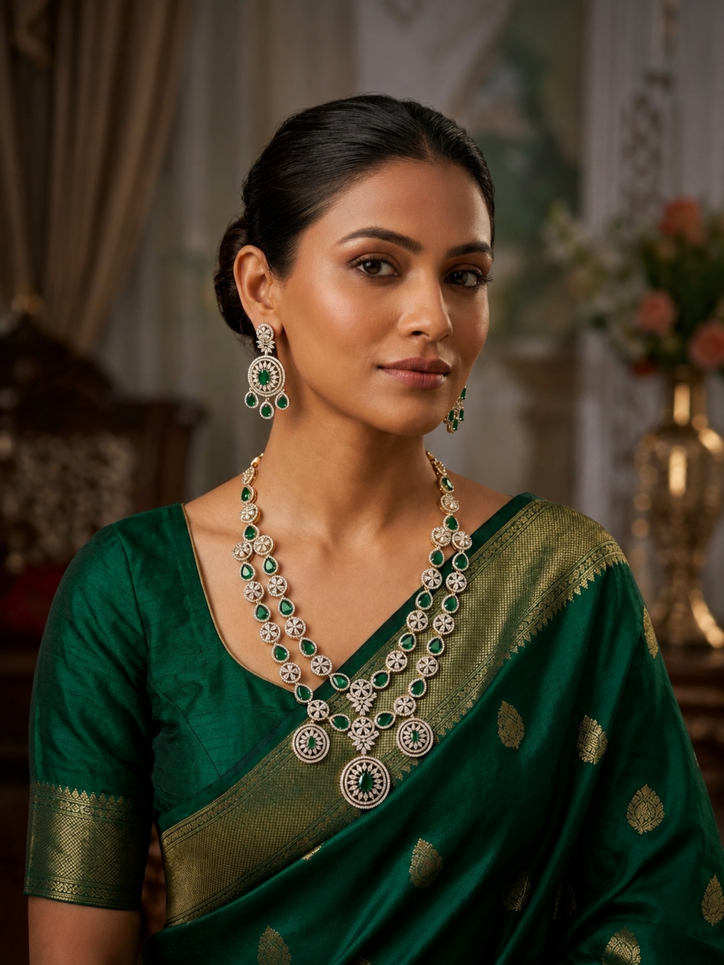 Statement Teardrop Emerald Necklace Set