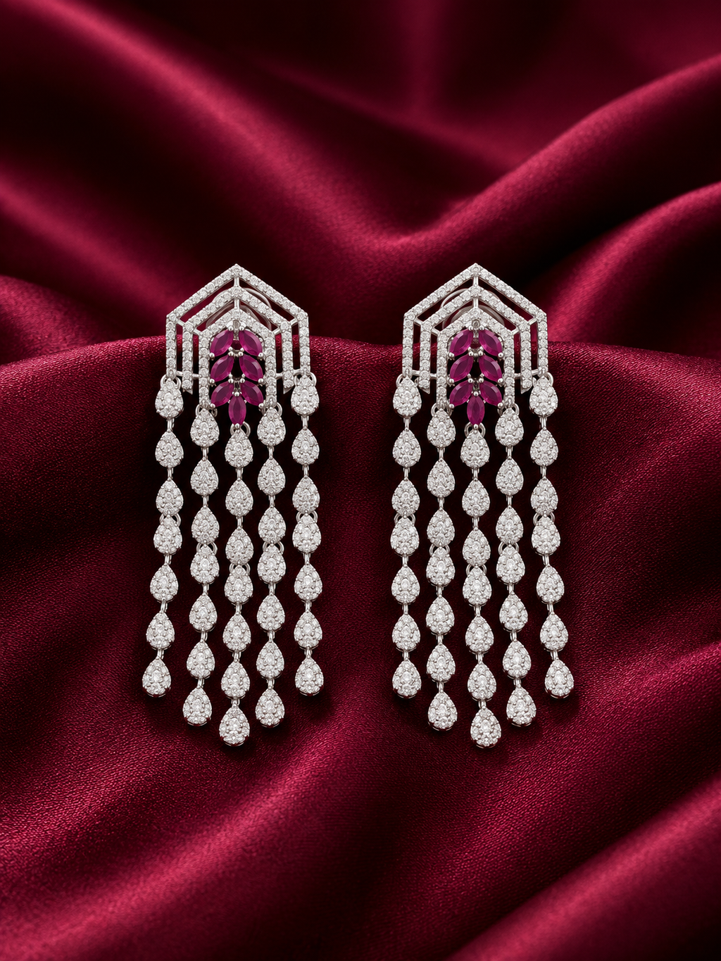 AD Sterling Silver Long Drop Earrings