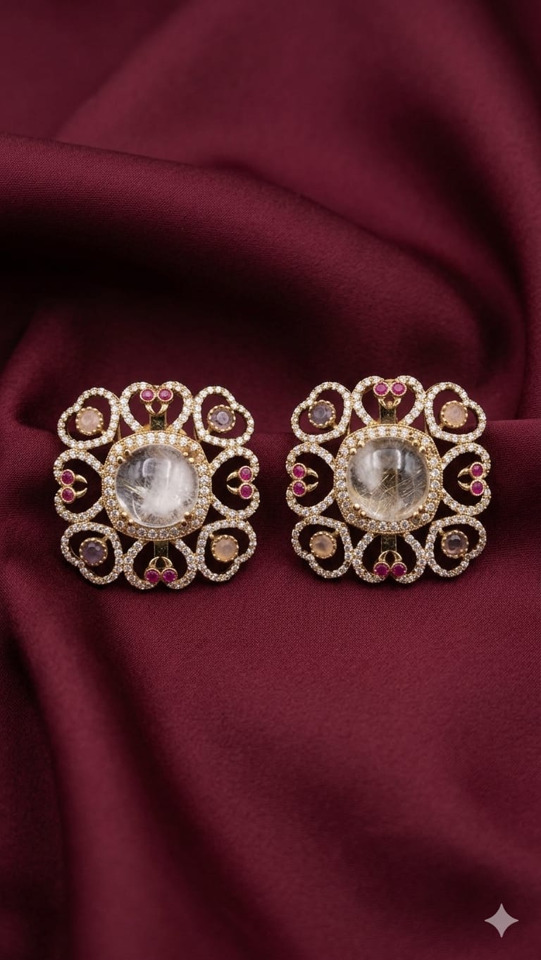 White Polki Diamond Stud