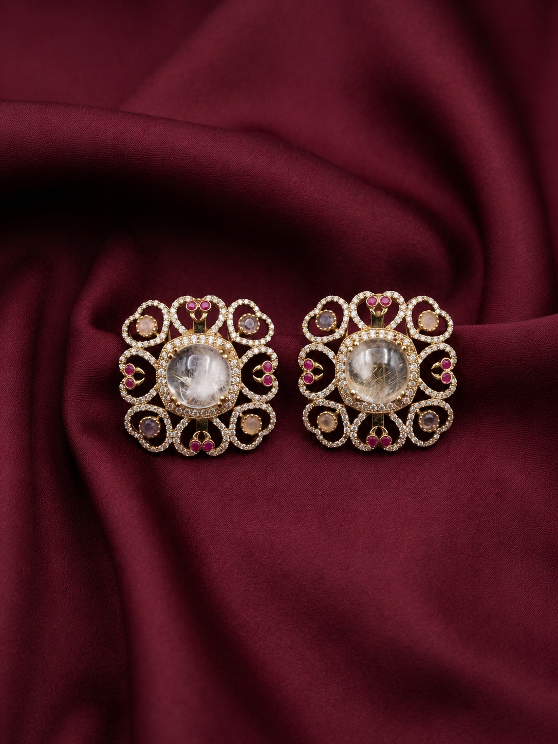 White Polki Diamond Stud