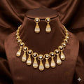 white stone teardrop necklace set