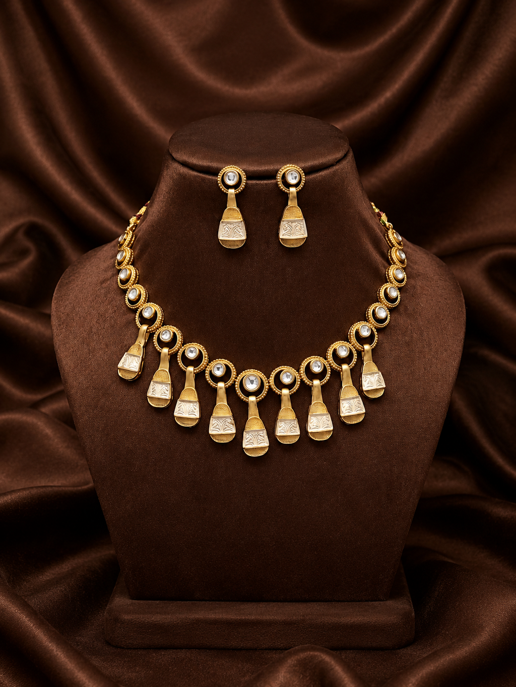 white stone teardrop necklace set