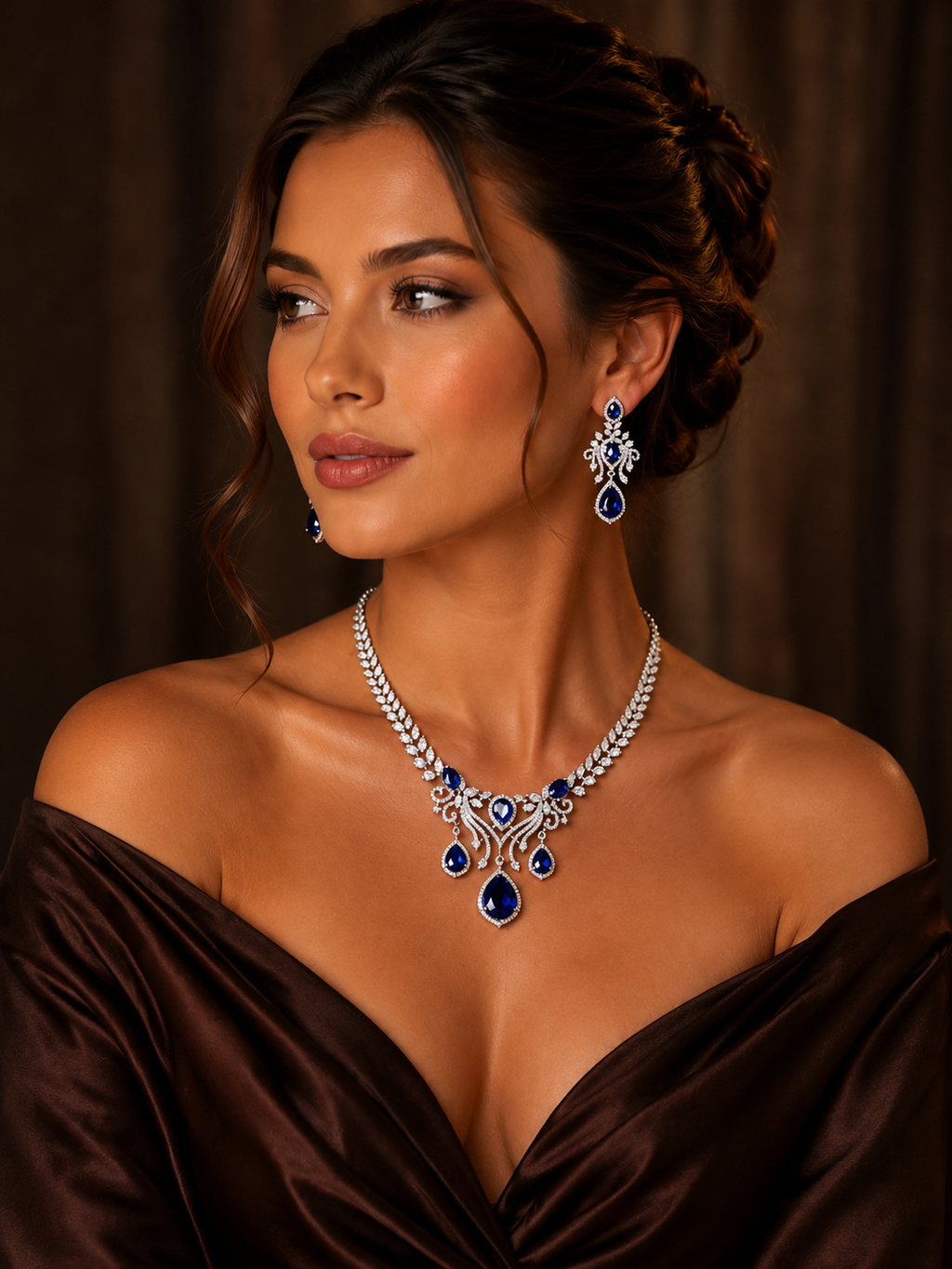 zirconia necklace with  sapphire